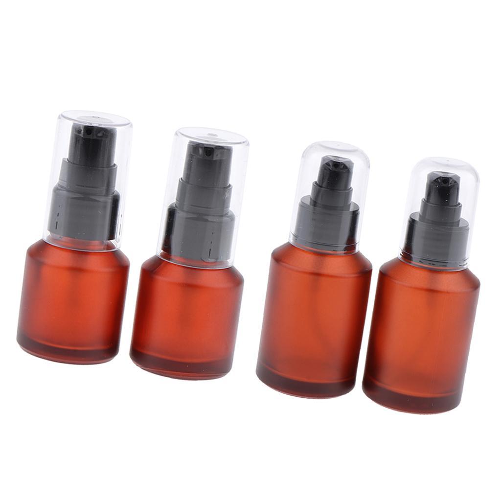 4pcs Empty Spray Pump Bottle Refillable Amber Glass Lotions Bottle 60ml/15ml