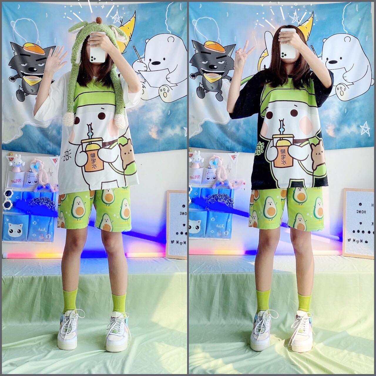 Quần Short Cartoon Unisex Trái Bơ - Quần Đùi Hoạt Hình Siêu Cute - MM