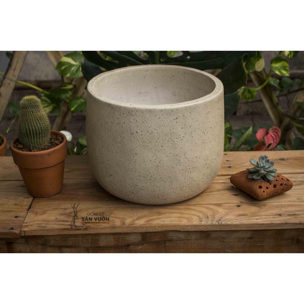 Chậu trồng cây gốm đất nung DÁNG NỒI SƠN WAX MÀU NHÁM D31xH26cm