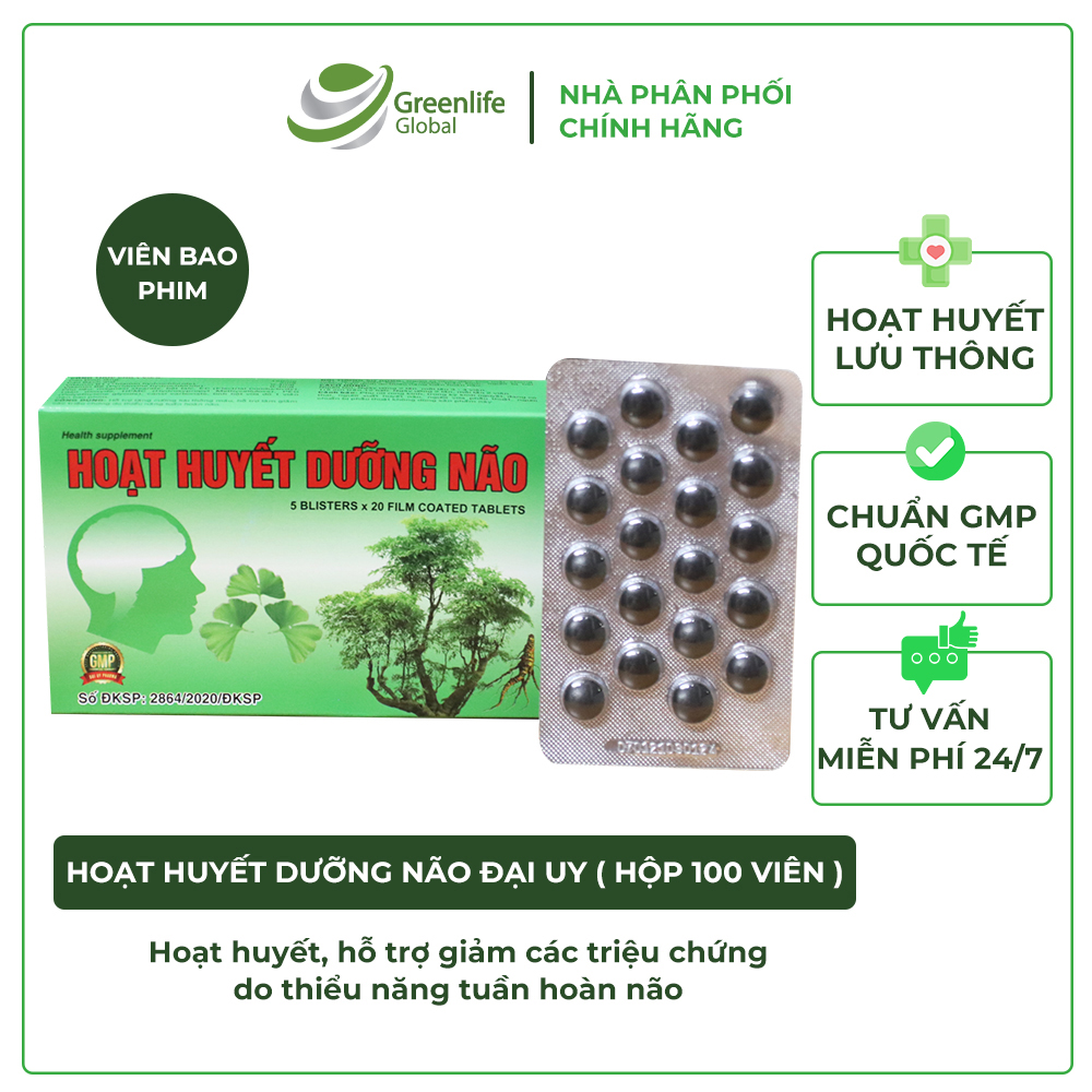 Hoat Huyết Dưỡng Não - Đại Uy (Hộp 5 vỉ x 20 Viên)