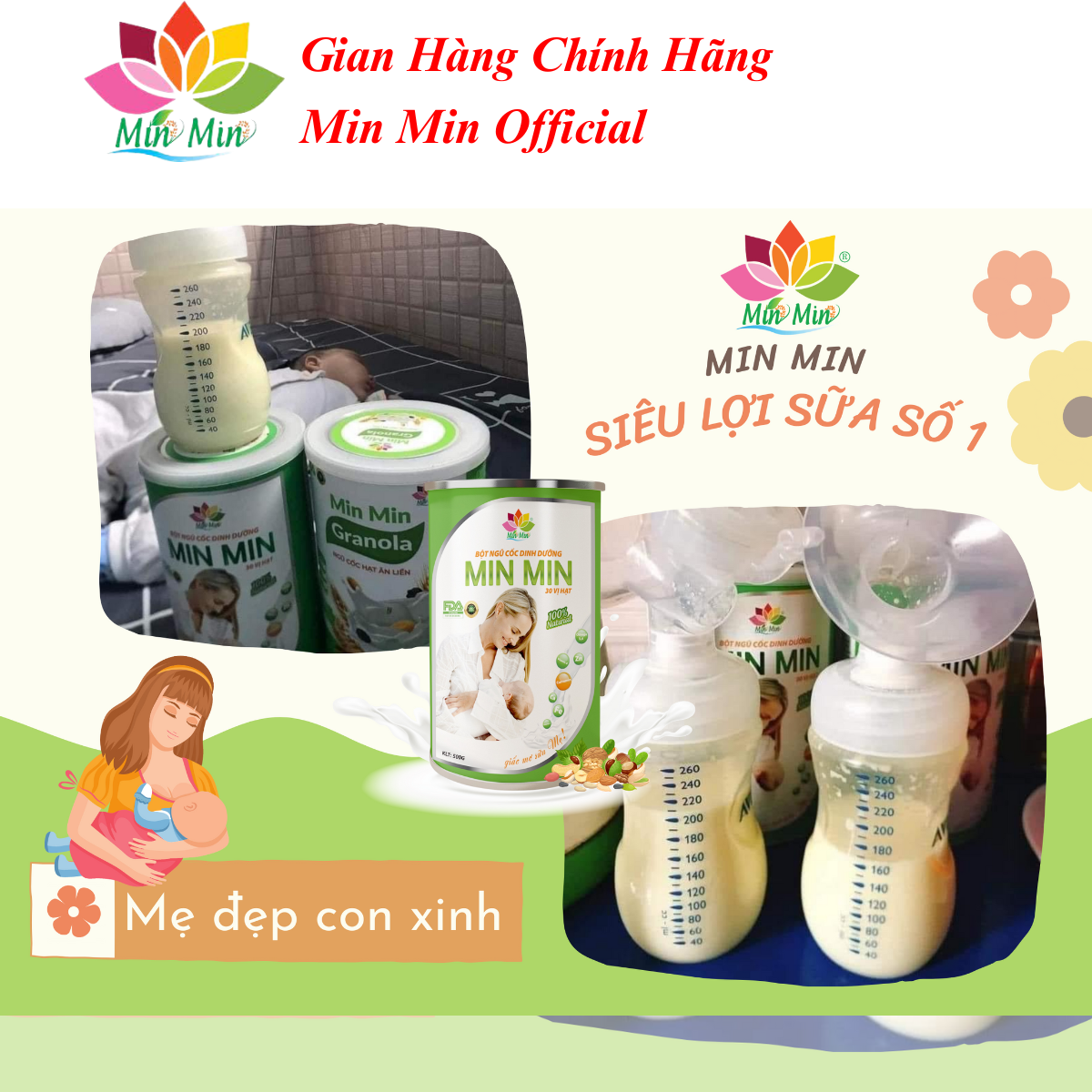 Ngũ Cốc Min Min Lợi Sữa 30 Hạt Chuyên Lợi Sữa và Phục Hồi Sức Khỏe Sau Sinh