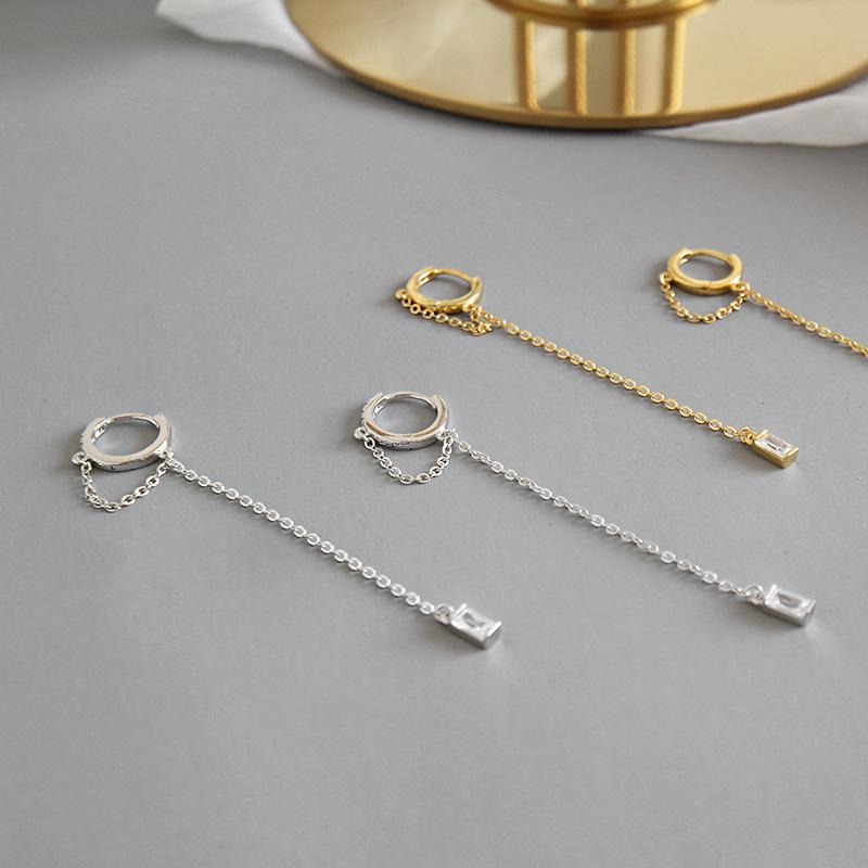 Hoa tai đuôi dài đính đá phong cách đơn giản hiện đại ấn tượng hàn quốc-HTB0021
