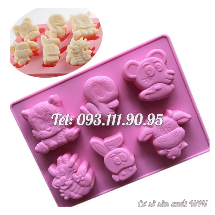 Khuôn silicon làm bánh, rau câu, socola 12 con giáp cung hoàng đạo – Mã số 1513