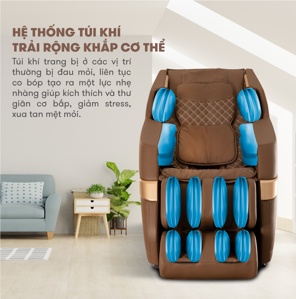 Ghế Massage Toàn Thân ELIP O3 - Công nghệ mát xa 4D, Matxa không trọng lực, Con lăn silicon êm ái, Da ghế bền bỉ