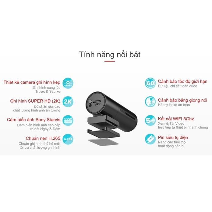 VIETMAP KC01 v.2 Camera hành trình Cảnh Báo Giao Thông ver 2.0 Cảm biến 2K Sony Starvis - Hàng chính hãng