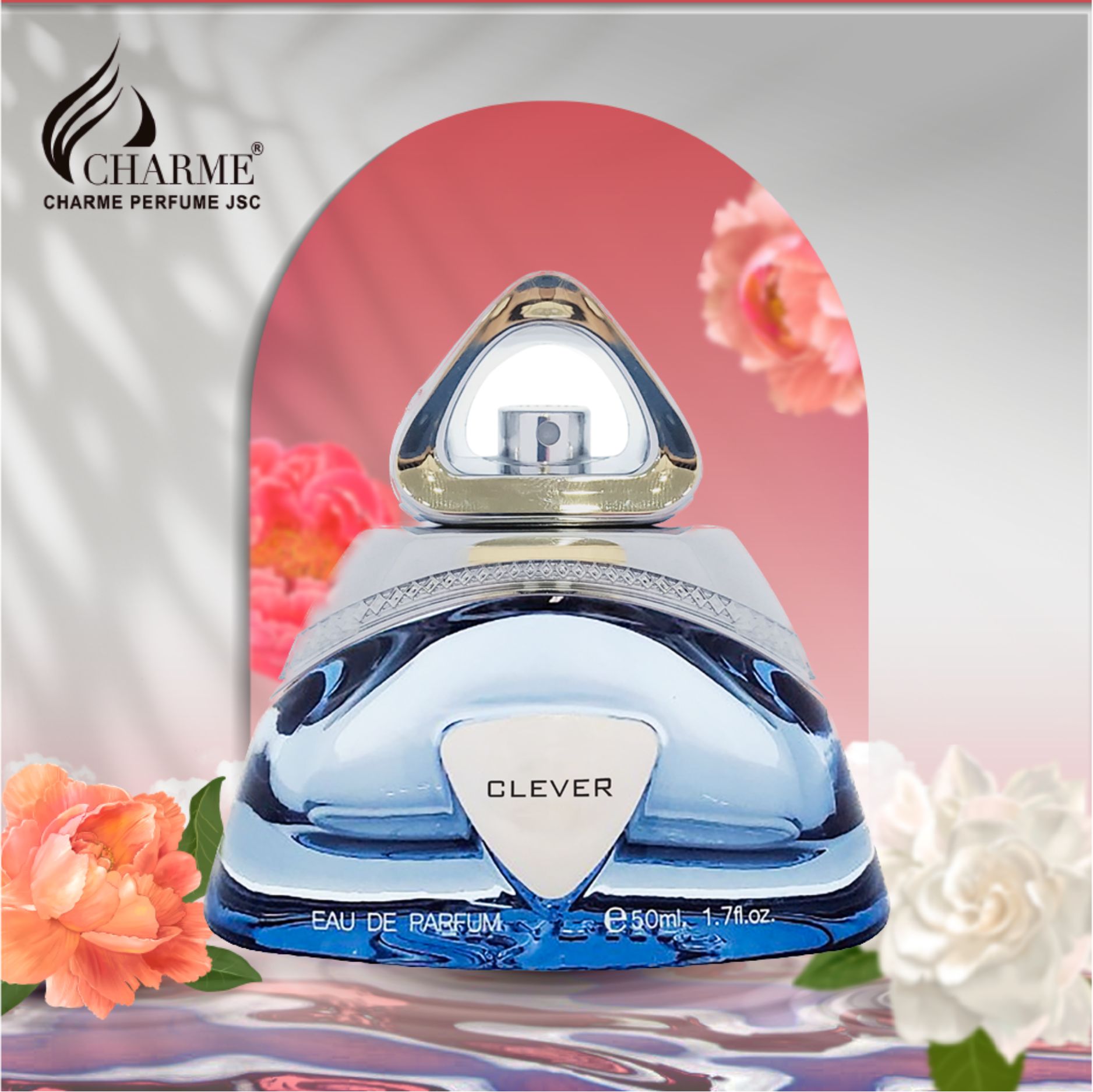 Nước hoa nữ cao cấp, Charme Clever, hương hoa nữ tính, toát lên sự hồn nhiên, yêu đời và hoạt bát, 50ml