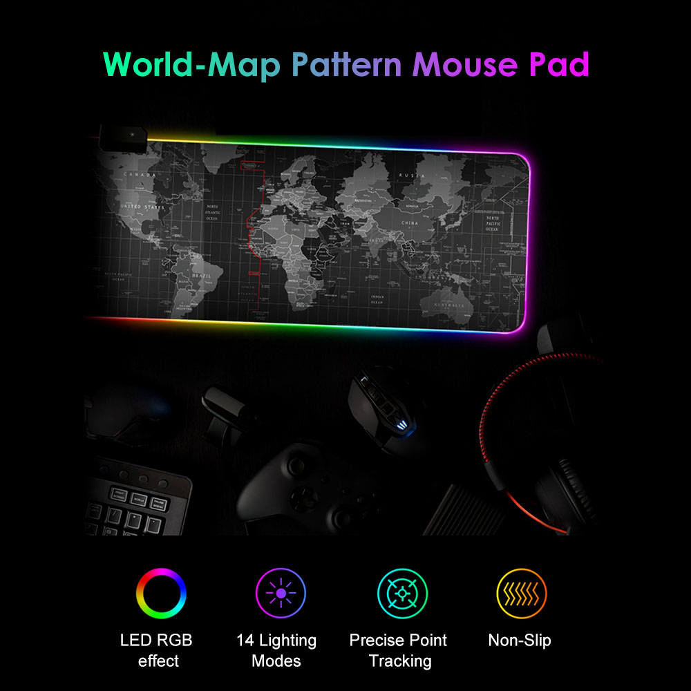 Bàn Di Chuột Mềm Cực Lớn Không Trượt Đèn LED RGb 14 Để Chơi Game Cho Máy Tính Xách Tay PC