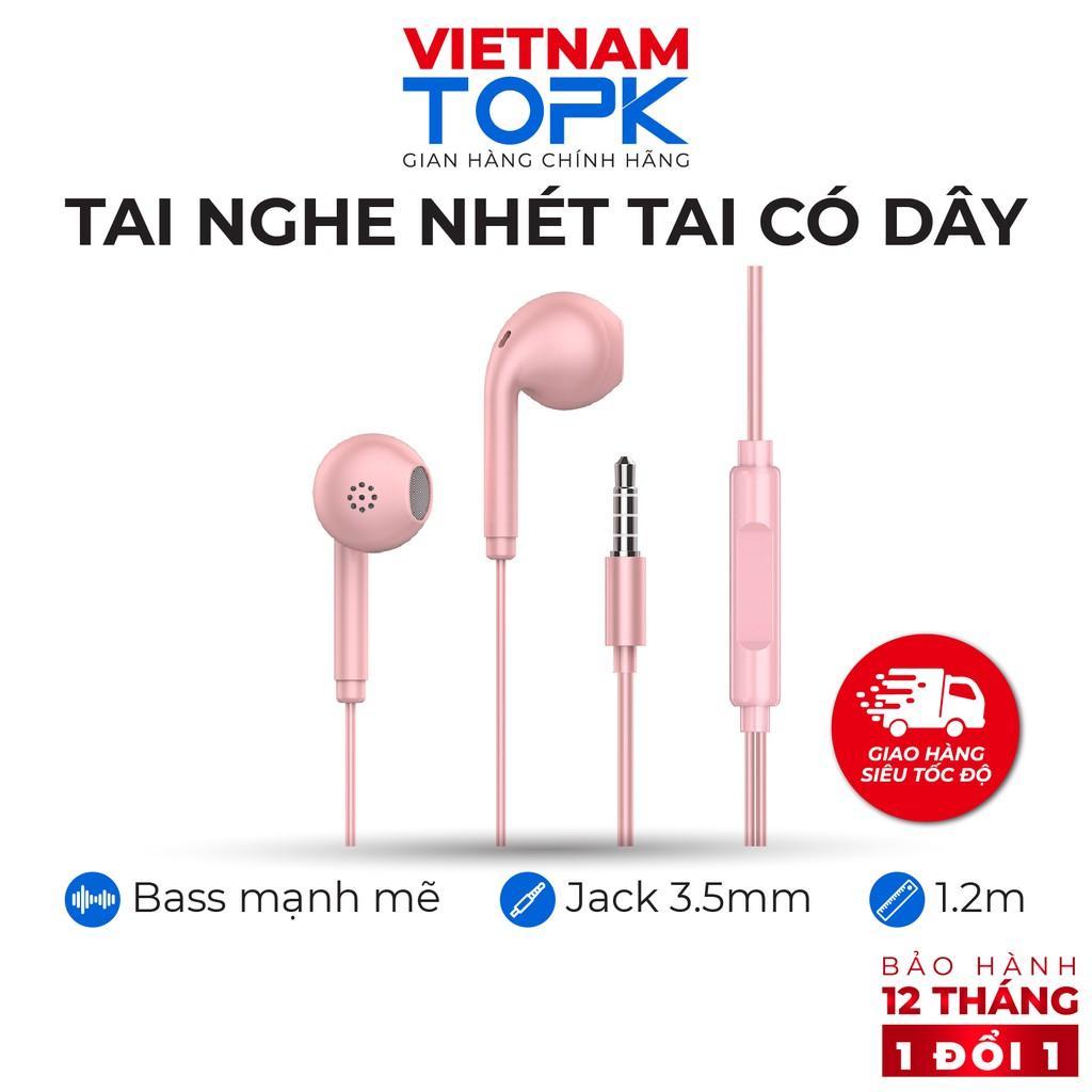 Tai nghe nhét tai có dây TOPK F17 Chân cắm 3.5 Chất liệu TPE dài 1.2m - Hàng chính hãng