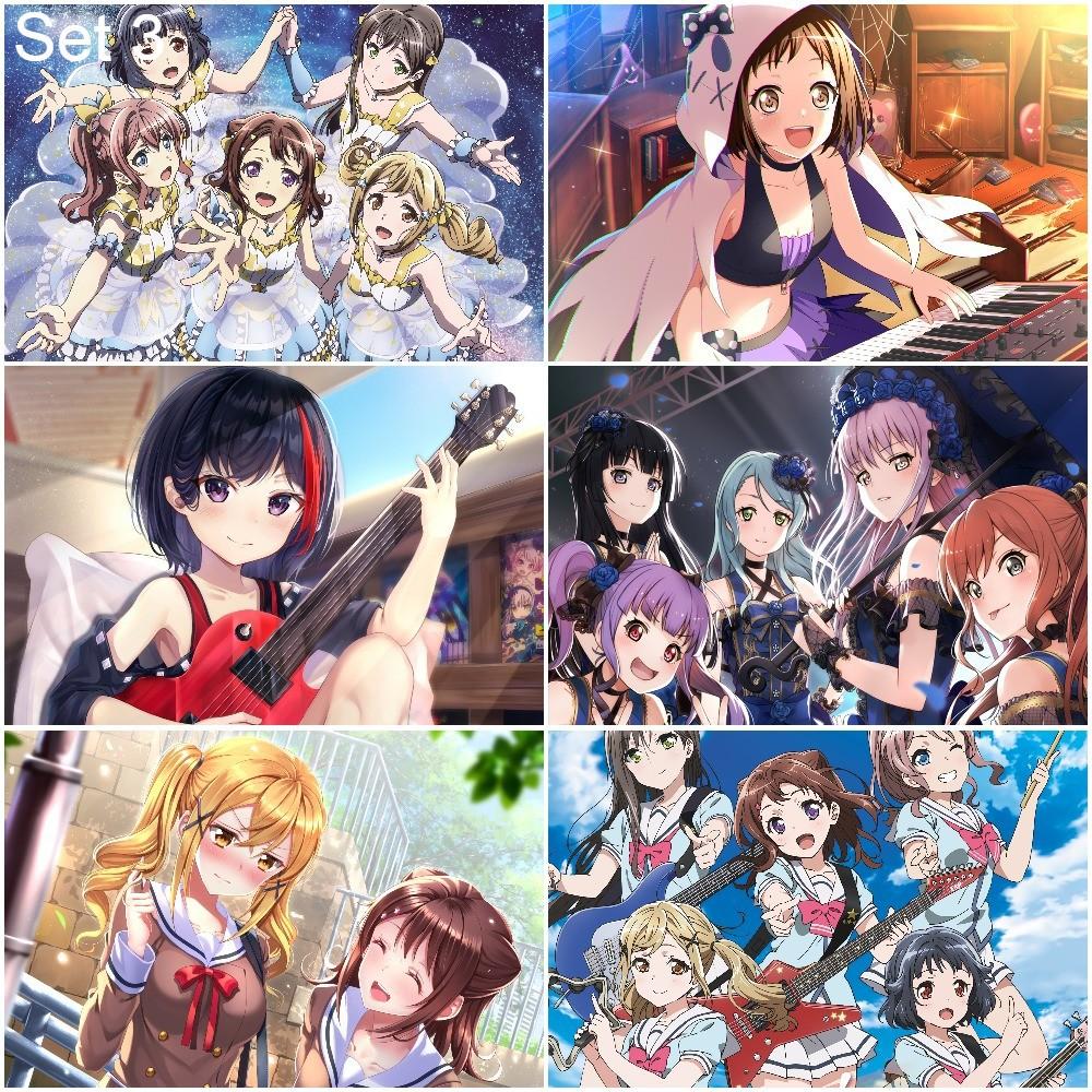 Bộ 6 Poster BanG Dream! Bandori (1) (bóc dán) - A3,A4,A5