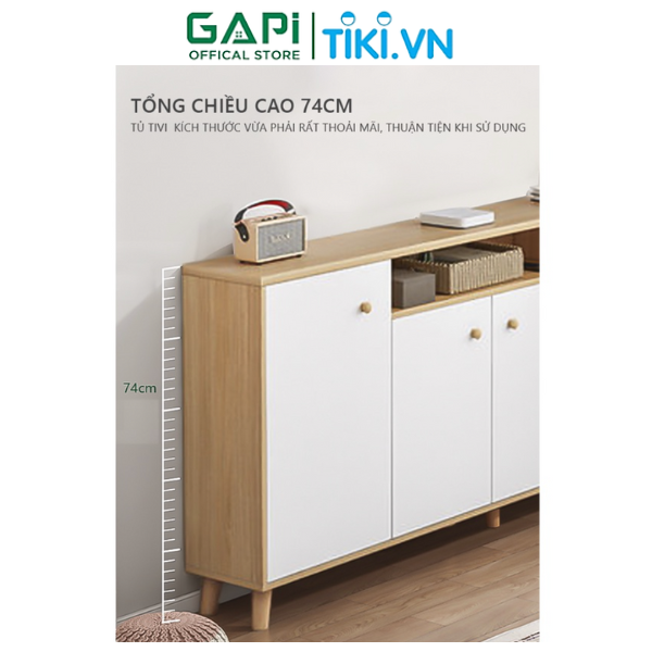 Kệ Tivi thông minh cánh mở sức lưu trữ lớn, Kệ tivi để sàn GAPI kiểu dáng hiện đại màu sắc sang trọng thanh lịch GP219