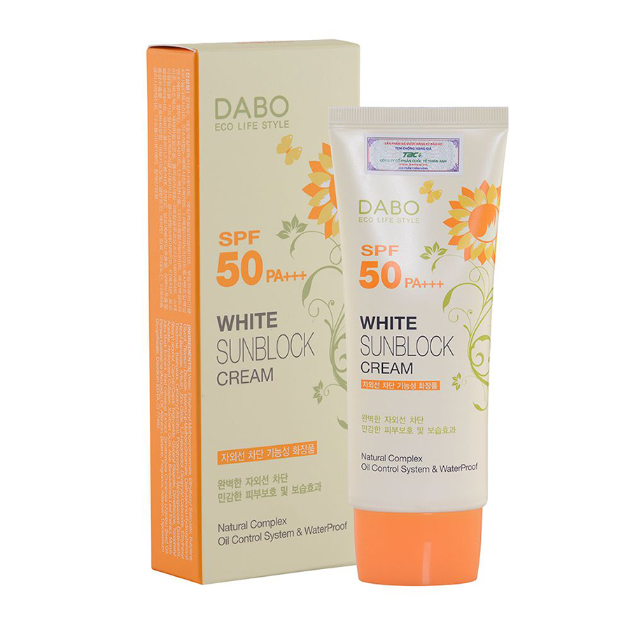 Kem chống nắng trắng da Dabo White Sunblock Cream Cao cấp Hàn Quốc 70ml + Móc khoá