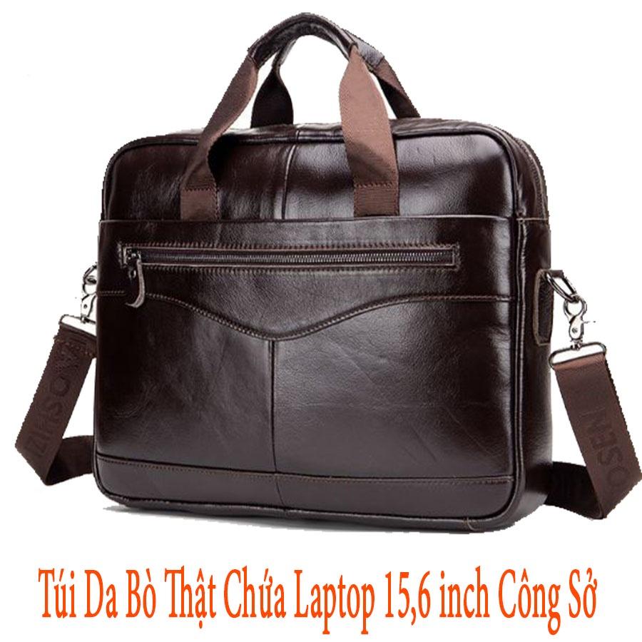 Cặp văn phòng LION Da Bò Thật Bảo hành 12 tháng chứa laptop 15,6 inch đi làm công tác Cặp Công Sở Cao Cấp Tuxa