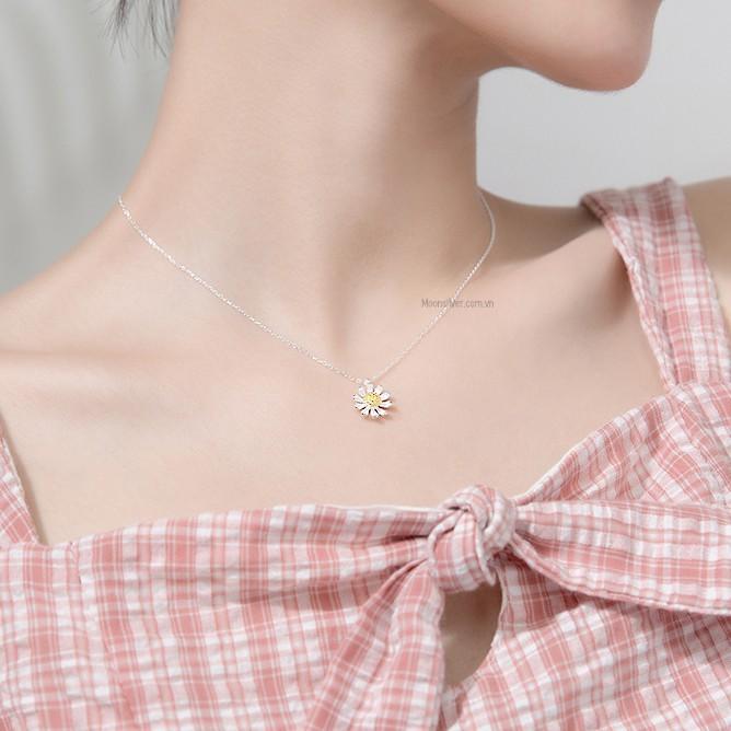 Dây chuyền bạc moonsilver vòng cổ bạc nữ hình hoa cúc họa mi xinh xắn