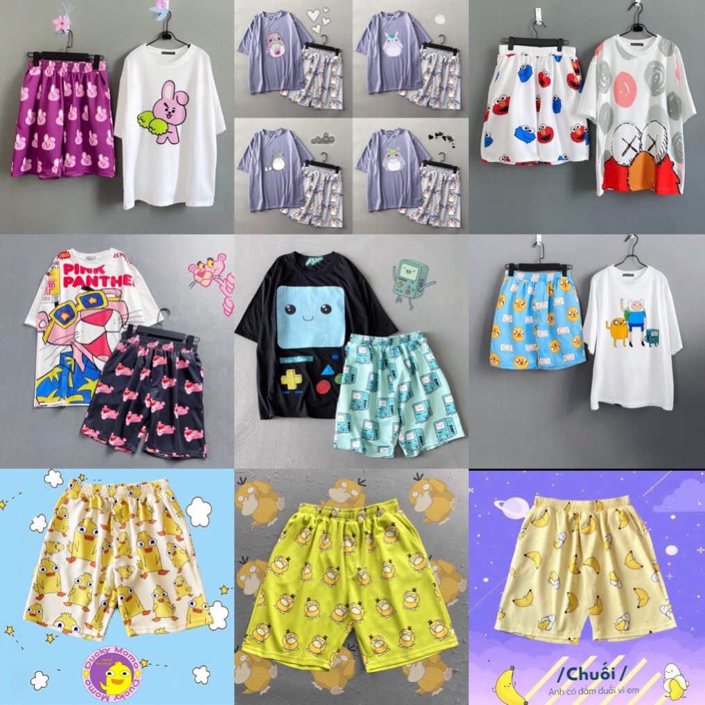 (40-65kg) Quần Short cartoon hình thú unisex nam/nữ chất thun cào. Quần short nam. Quần short nữ. Họa tiết: thú mỏ vịt tím - chó vàng - gà vàng -  shin cậu bé bút chì - máy game BMO xanh ngọc - thú mỏ vịt vàng - perry - vịt đen - thỏ tím - tororo xám - gấu koya xanh ngọc - tim trắng - bts đen - mèo tím - stitch trắng - vô diệm xanh - khủng long cam - ngựa pony hồng