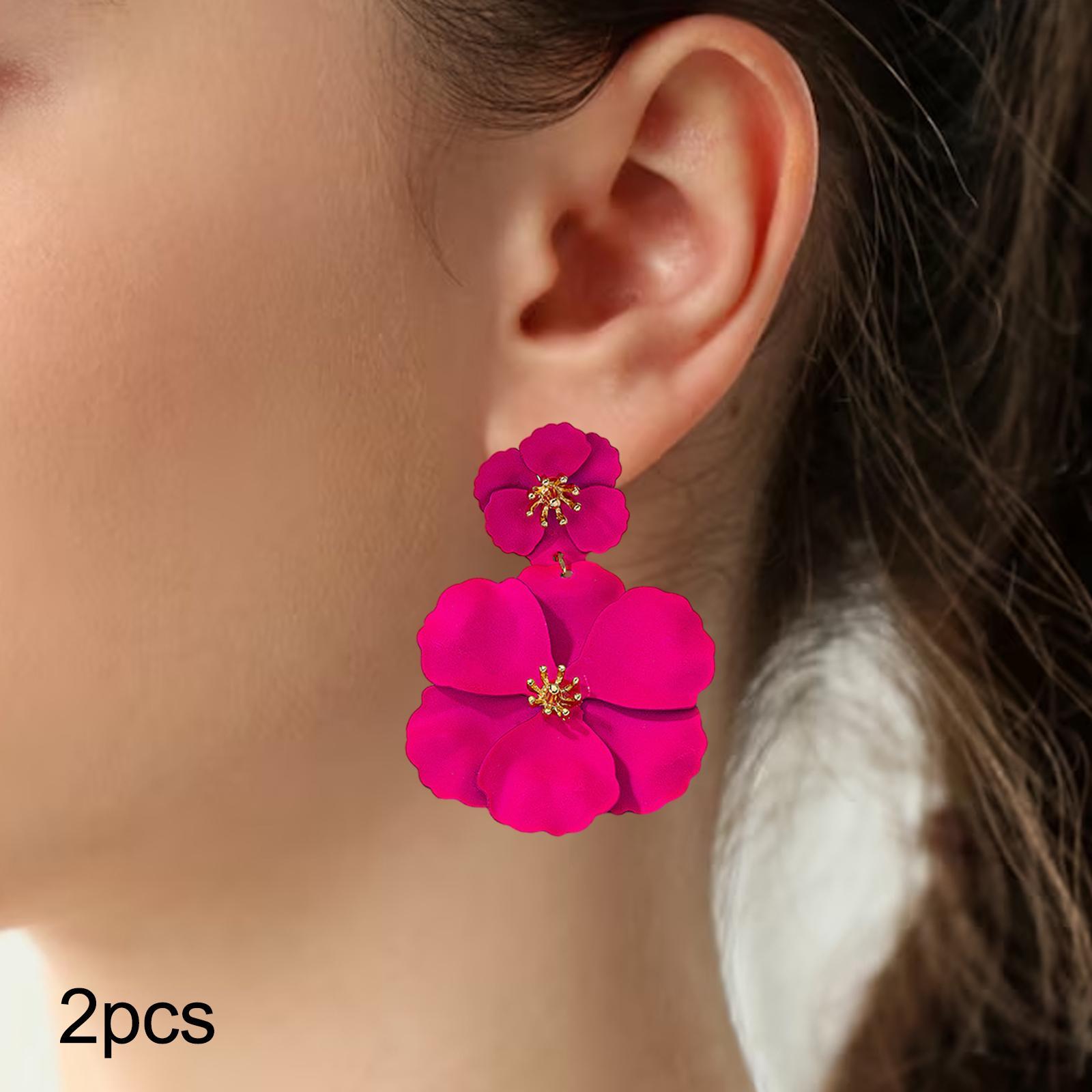 Flower Dangle Earrings Drop Earrings Matte Bohemian Chic Metal Stud Earrings Floral Petal Earrings for Engagement Women Girls
