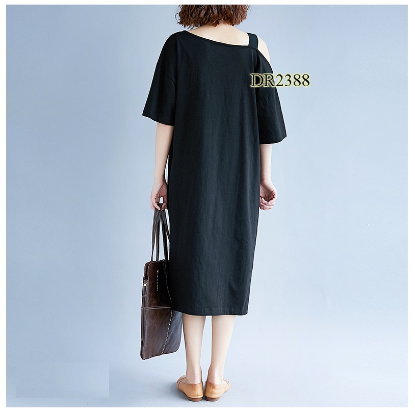 ĐẦM BẦU COTTON DÁNG DÀI CUTOUT VAI DR2388