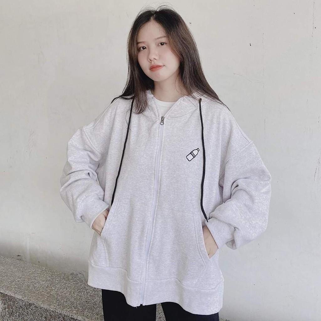 Áo khoác unisex form rộng WIND Nỉ Ngoại thêu Chai, áo khoác hoodie ulzzang WIND