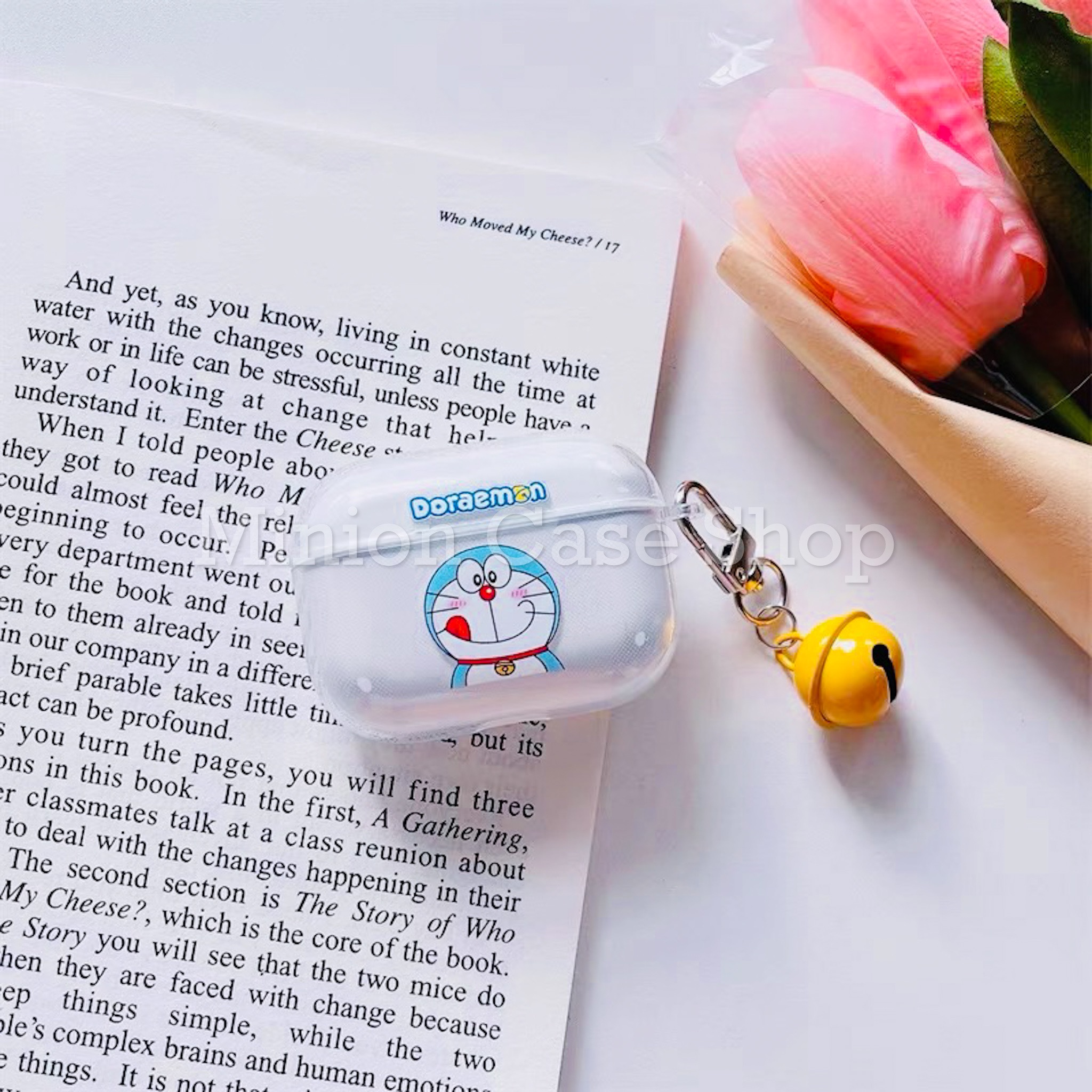 Bao Case Ốp dành cho Airpod 1/2/3/pro doremon kèm chuông silicon 3d cao cấp