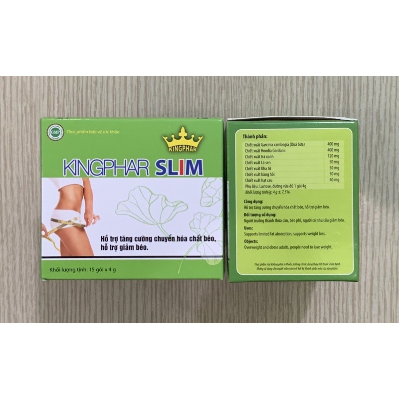 Trà  Hỗ trợ Giảm kg - Kingphar Slim, hộp 15 gói x4g, giúp kiểm soát cân nặng