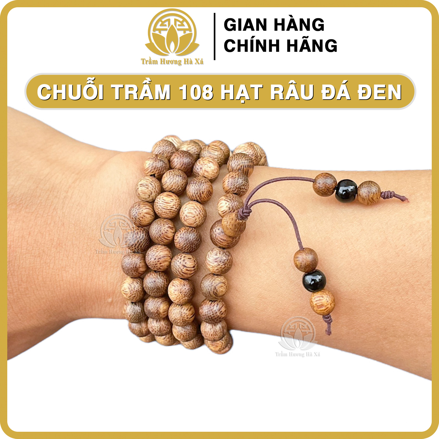 Vòng Tay Chuỗi 108 Hạt Trầm Hương Hà Xá Đeo Tay Nam Nữ Mix Râu Đá Màu Mệnh Kim Mộc Thủy Hỏa Thổ Phong Thủy May Mắn Tài Lộc - 108 Hạt Râu Đá Đen - Mệnh Thủy - Hạt 7Li Tay 16 - 17Cm
