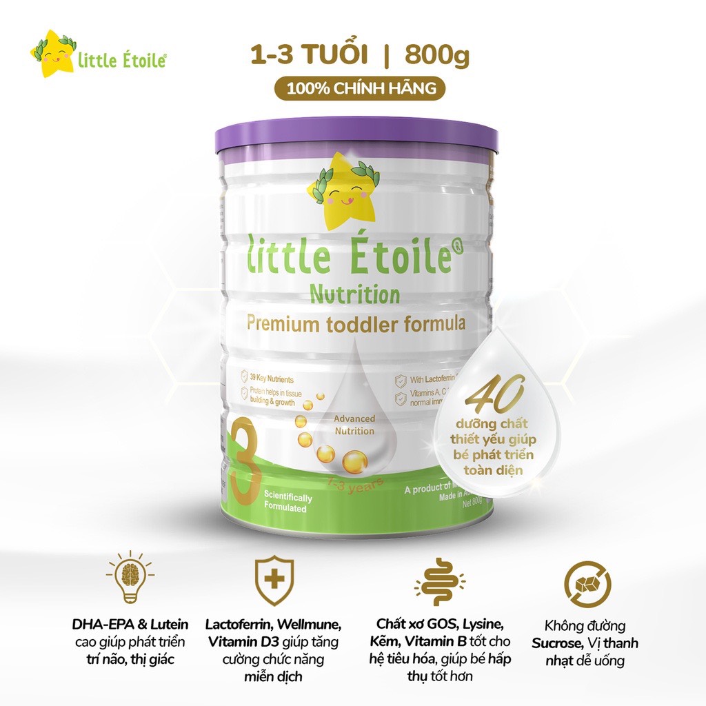 Combo 2 lon Sữa bột ngôi sao nhỏ Little Étoile số 3 800g dành cho bé 1 - 3 tháng