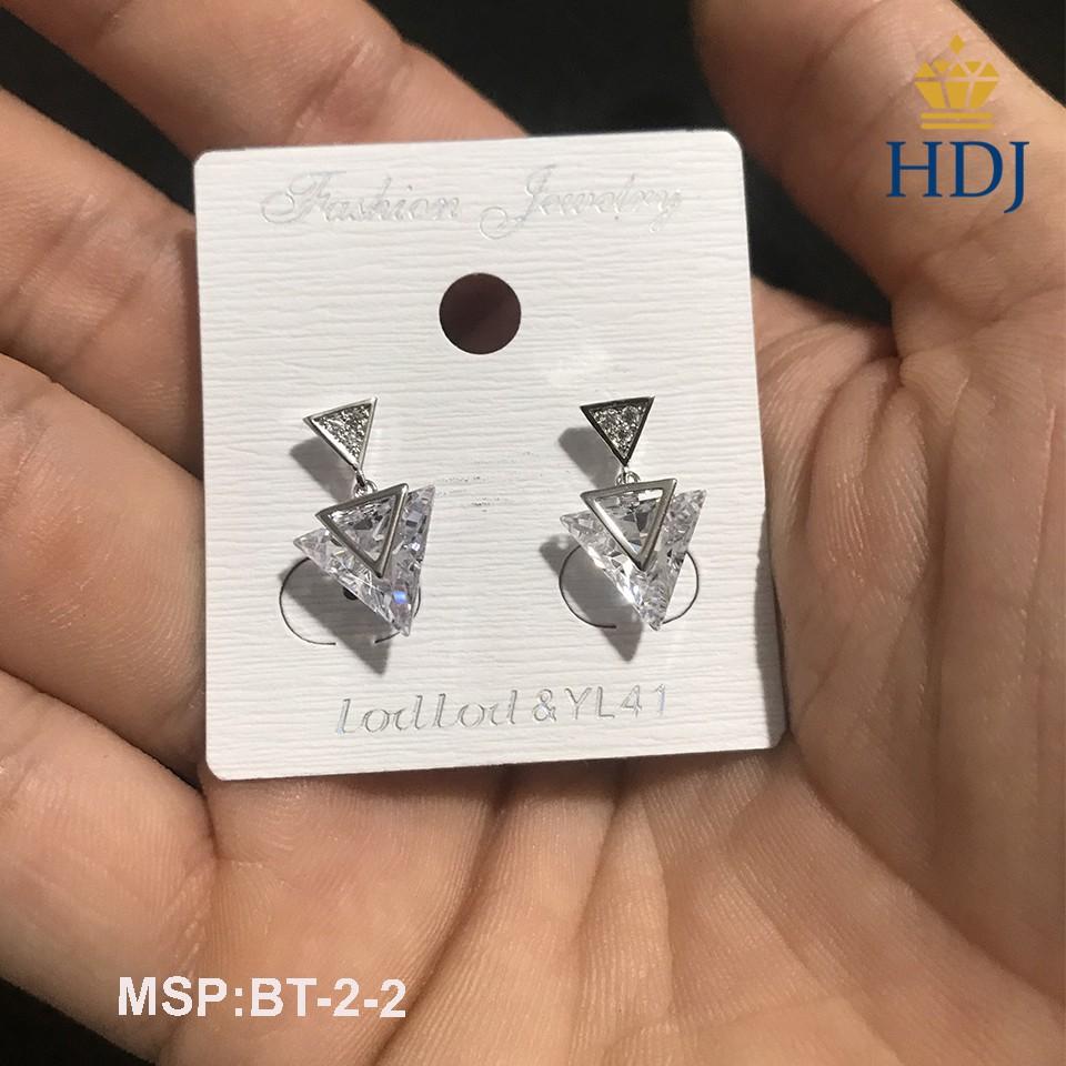 Bông Tai Khuyên tai hình kim cương đính đá sang trọng trang sức HDJ mã sản phẩm BT-2-2