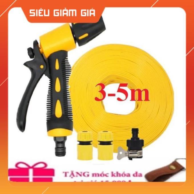 Bộ dây vòi xịt nước rửa xe,tưới cây . tăng áp 3 lần,loại 3m,5m 206319 cút sập,cút nối nhựa đen+ tặng móc khoá