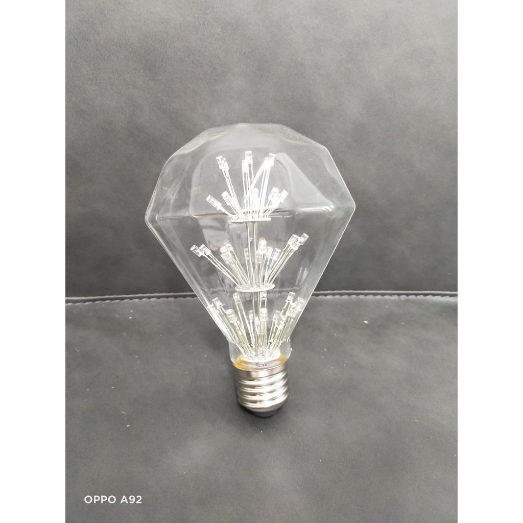 LED Edison g95-3w E27 kiểu dáng kim CƯƠNG hoa 1 chế độ, AS vàng êm dịu,