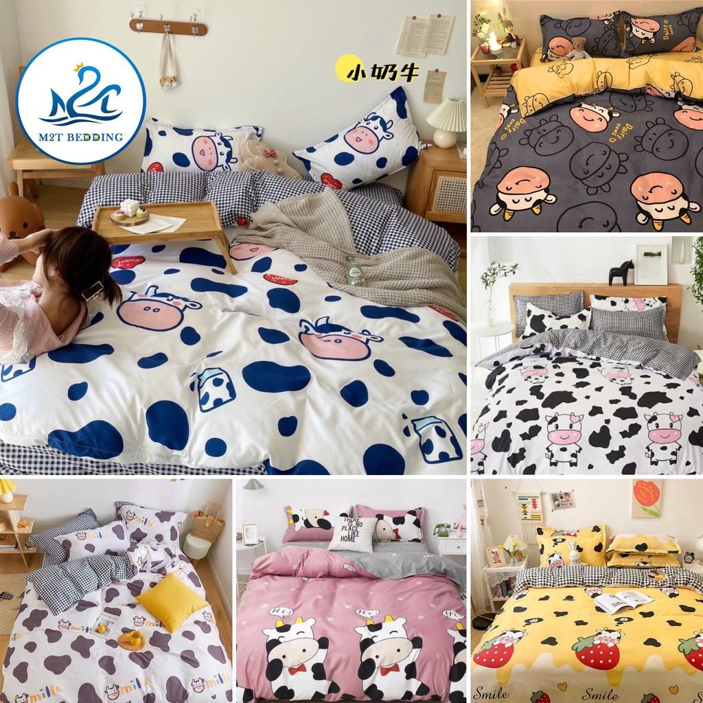 Bộ chăn ga gối drap Cotton Poly M2T bedding chăn ga Hàn Quốc miễn phí bo chun drap ga giường - Những chú bò