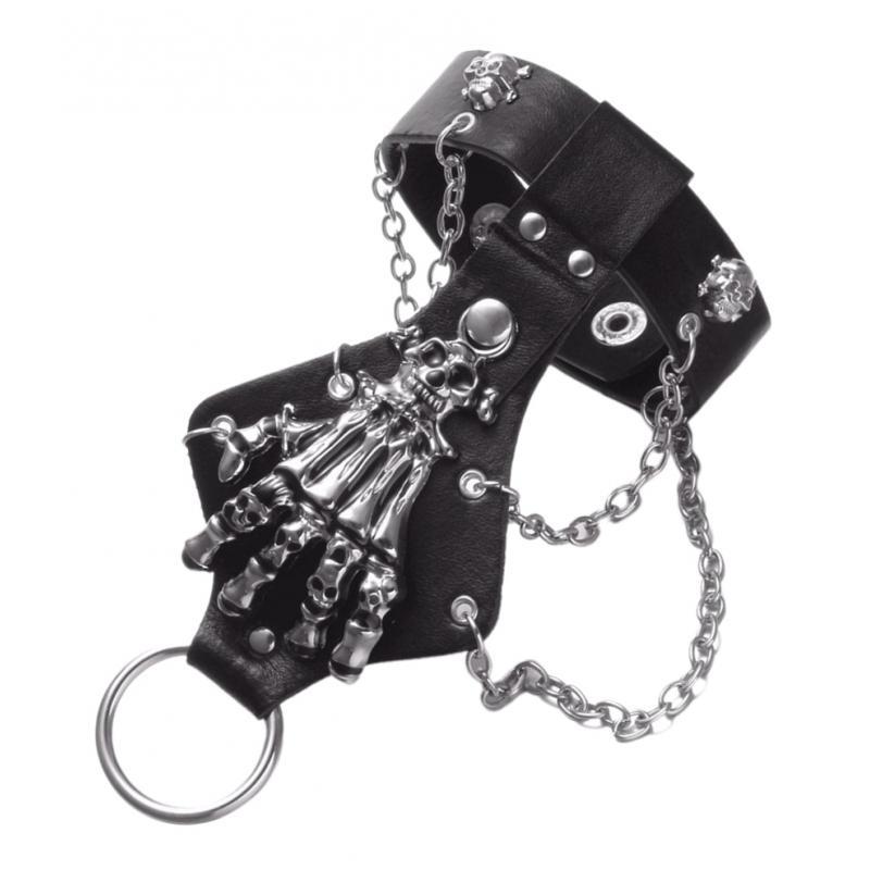 Punk Rock PU Leather Bracelets Skull Skeleton Biker Bracelets Unisex Gothic