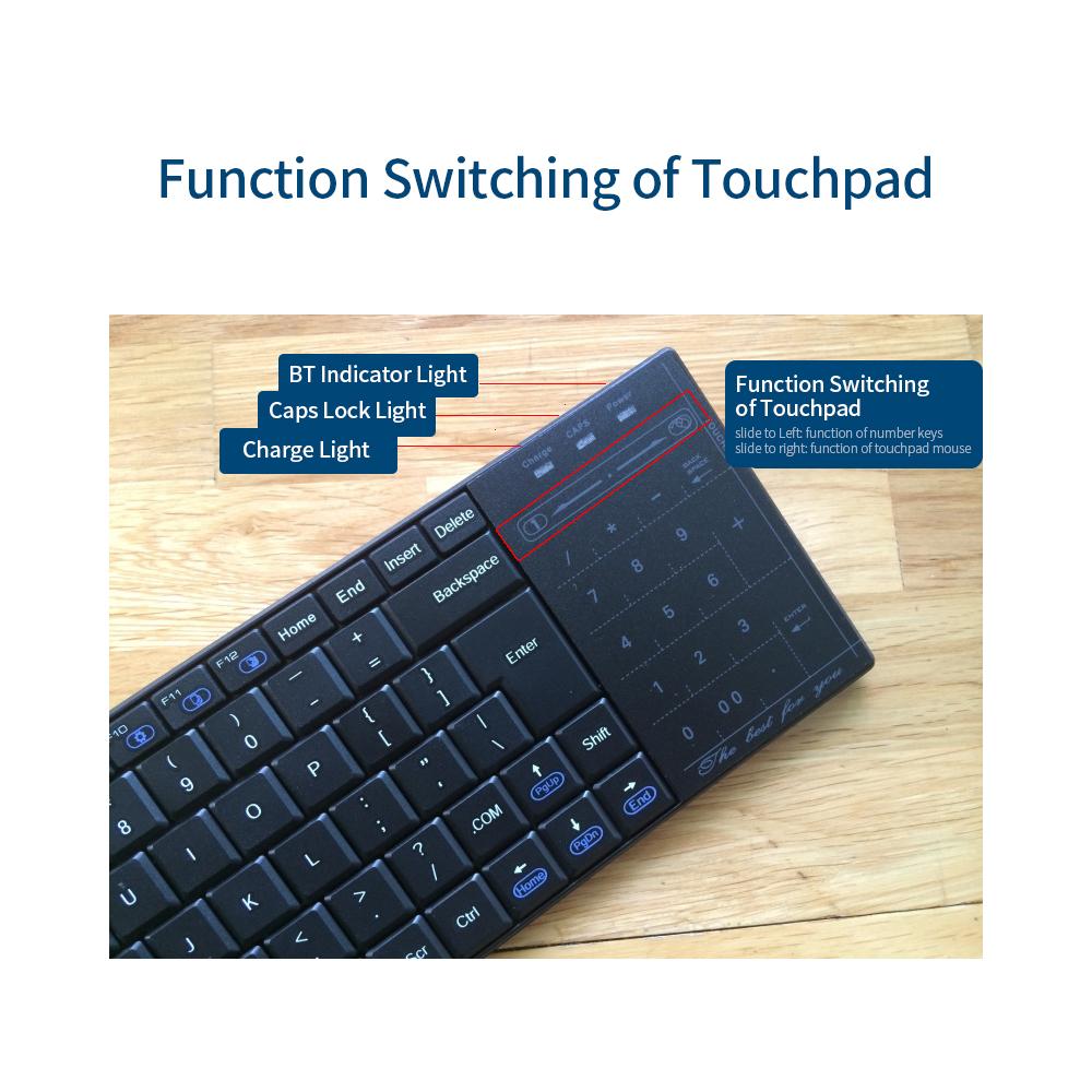 Bàn phím BT10 không dây với Touch Pad 2 trong 1 Bàn phím chức năng Mouse & Pad cho Android / IOS / Windows