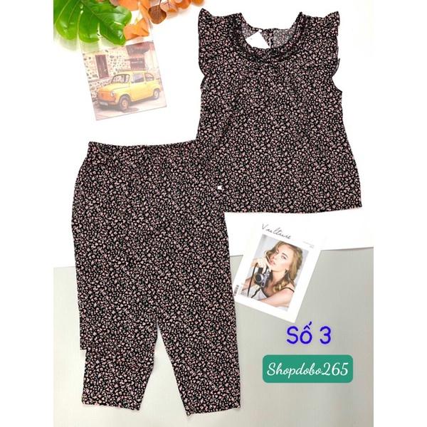 Đồ bộ nữ,đồ ngủ mặc nhà lửng 9 tấc vải lụa mango BL 53 họa tiết hoa nhí siêu cute size 47-60kg