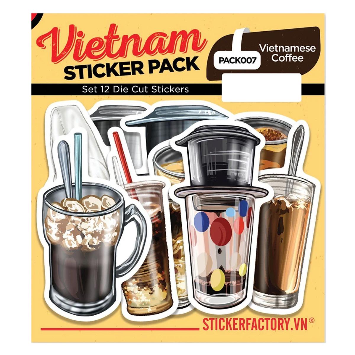 Bộ 12 Hình Dán Vietnamese Coffee - Die Cut Sticker Pack - Stickerfactory PACK007