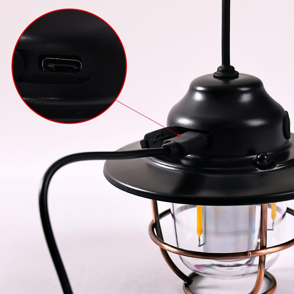 Outdoor Camping Light Vintage Campsite Lantern LED Tent Lamp with 7 Light Modes Handle for Camping Tent Garden Courtyard