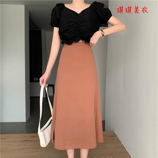 Chân Váy Chữ A Dáng Dài 70-80cm sẻ tà 2 bên