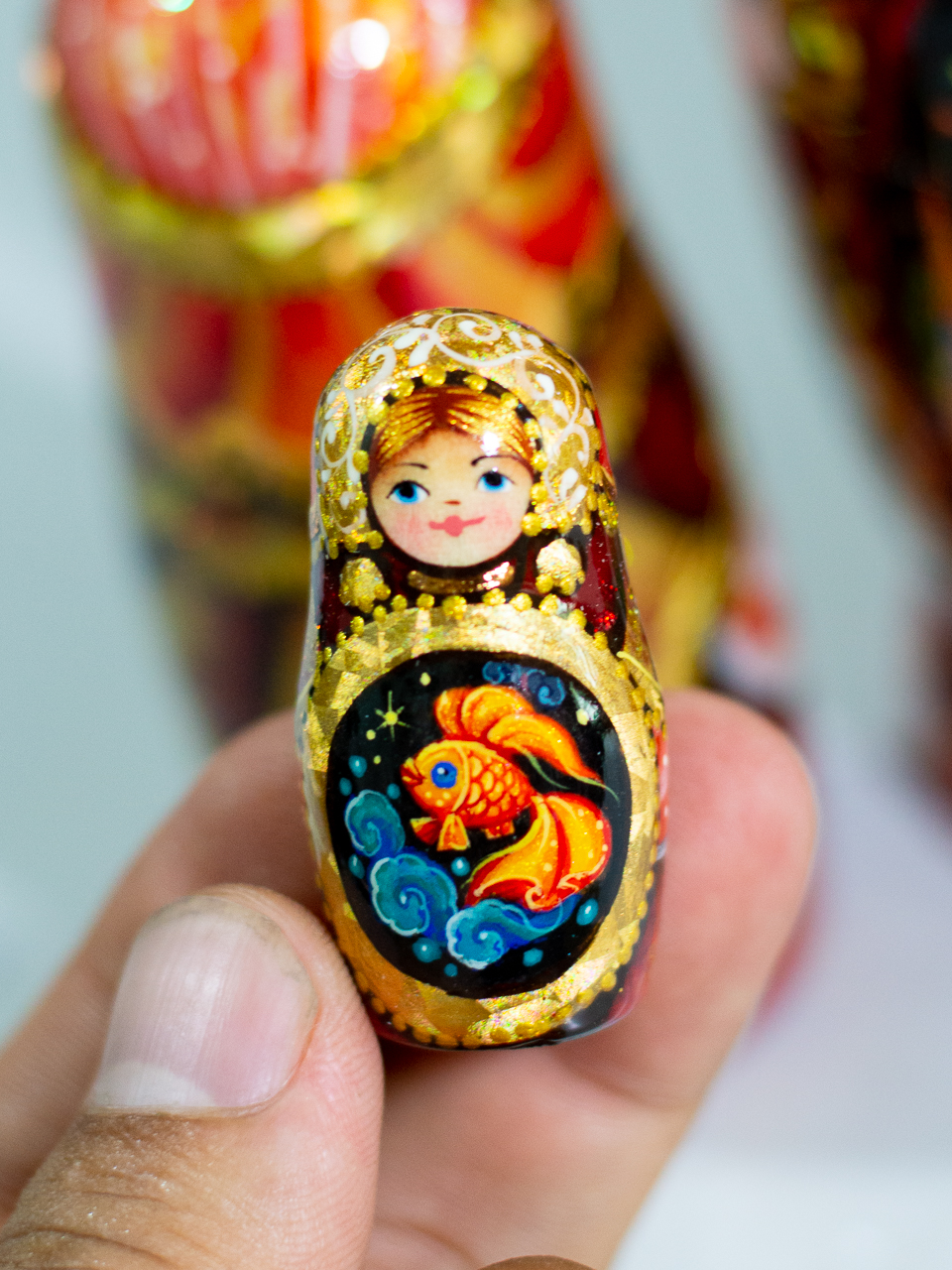 BỘ BÚP BÊ NGA MATRYOSHKA CAO CẤP 5 LỚP 18CM VẼ HOA VĂN "CÔNG CHÚA CỔ TÍCH" CỰC ĐẸP VÀ SANG TRỌNG, ĐỘC ĐÁO