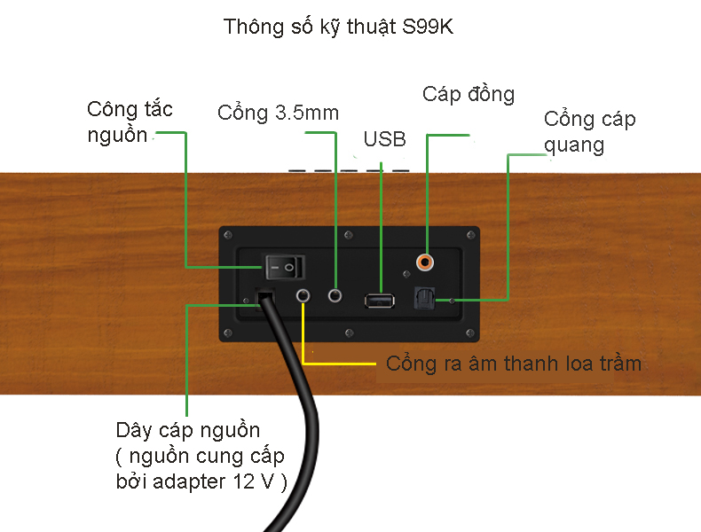 loa soundbar dùng tivi smart nghe nhạc xem phim âm thanh nổi IBASS S91K ( có ổ điện đa năng ) hàng nhập khẩu