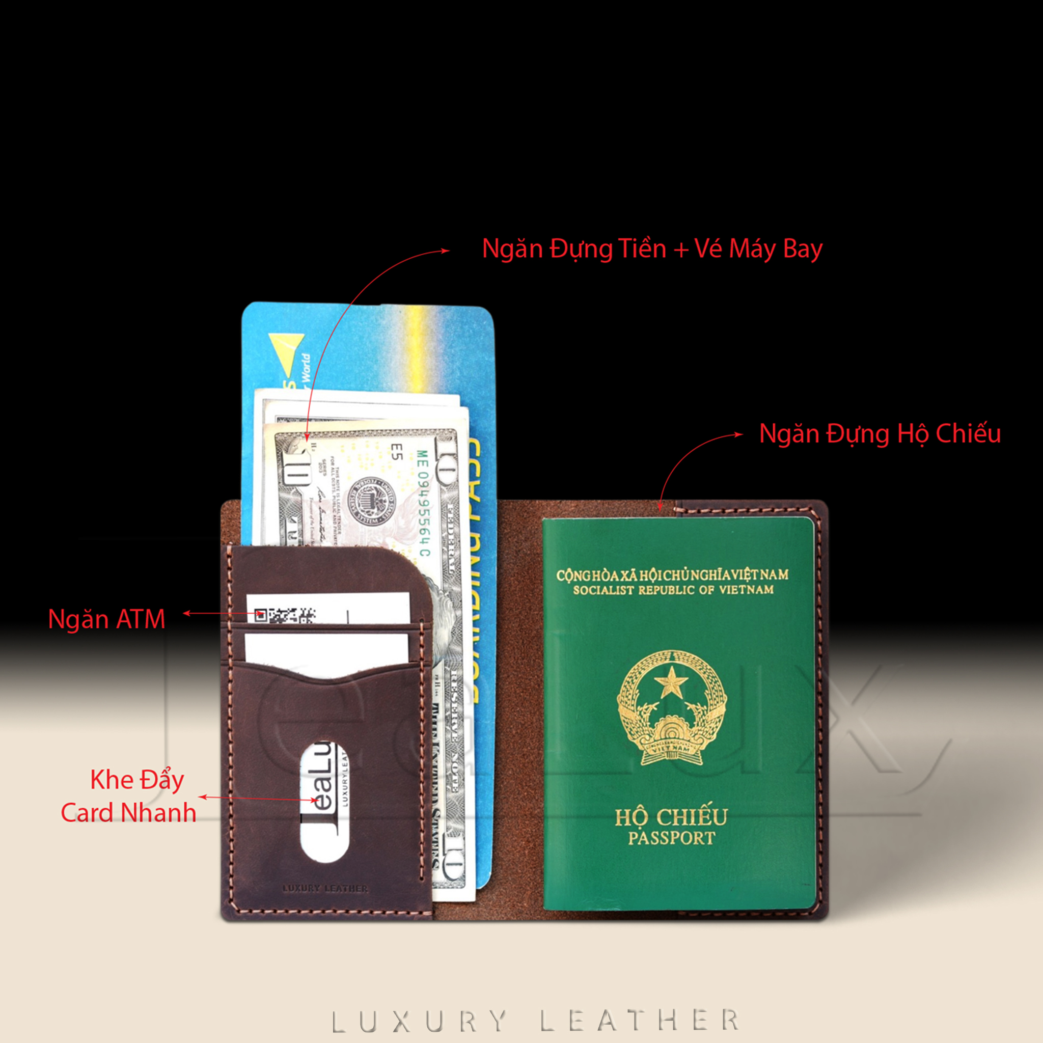 Ví Đựng Hộ Chiếu Handmade Da Sáp Lealux Passport Wallet 2