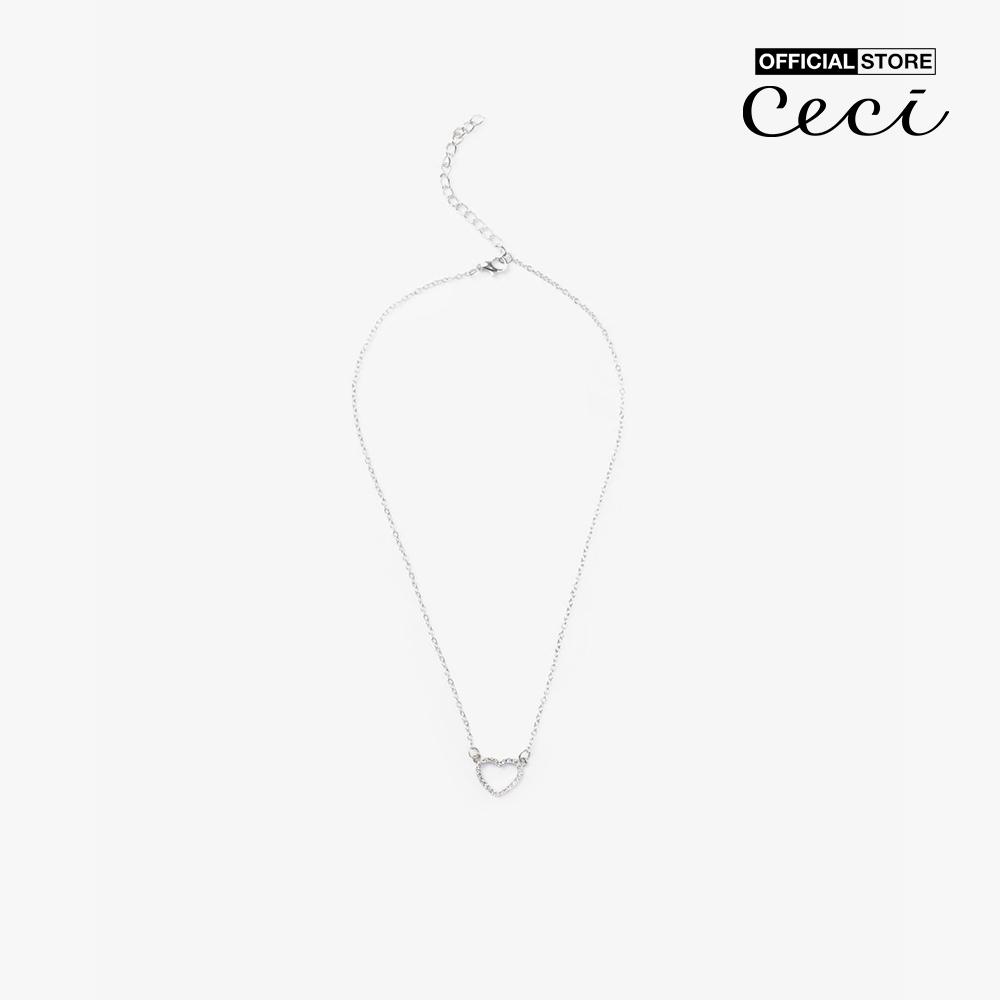 CECI - Dây chuyền nữ sợi mảnh phối mặt khoen trái tim đính đá CC4-01000241-07