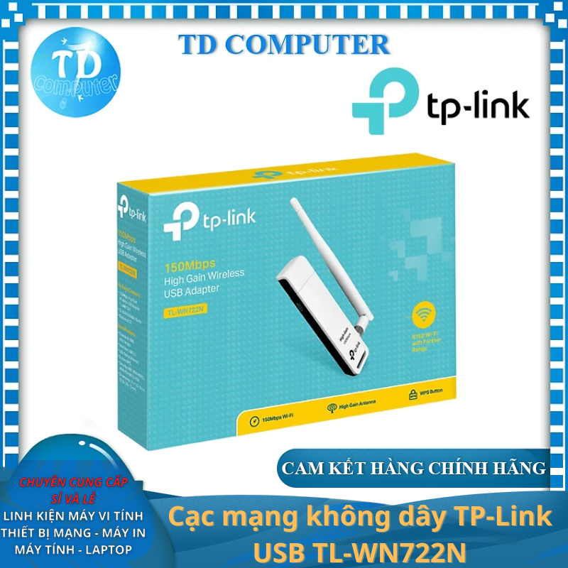 Cạc mạng không dây TP-Link USB TL-WN 722N - Hàng chính hãng FPT phân phối