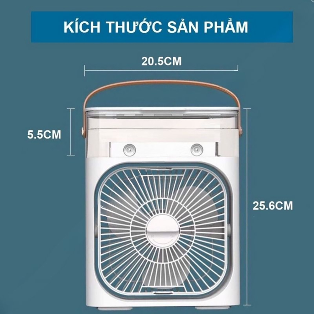 Quạt điều hoà hơi nước mini cool fan, quạt hơi nước làm mát phun sương để bàn 3 chế độ gió, dung tích bình lớn tích hợp đèn led, quạt phun sương mini để bàn - Hàng chính hãng