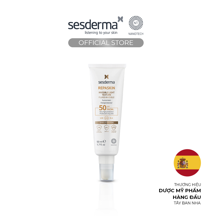 Sữa chống nắng cho da khô và da hỗn hợp Sesderma Repaskin Invisible Light SPF50 50ml