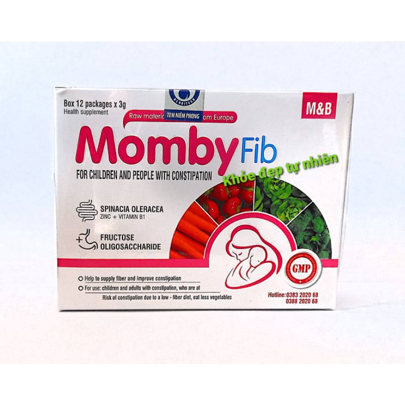 Cốm MOMBYFIB Hồng - Cốm vi sinh MOMBY FIB Hồng chống táo bón cho mẹ và bé