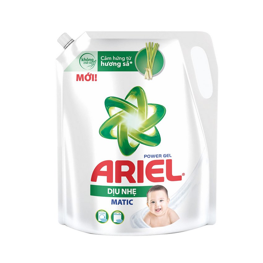 Combo 2 Túi Nước Giặt Ariel Dịu Nhẹ Cho Da Nhạy Cảm (2.15kg/ Túi) - Mềm mại ngát hương - An toàn cho da em bé