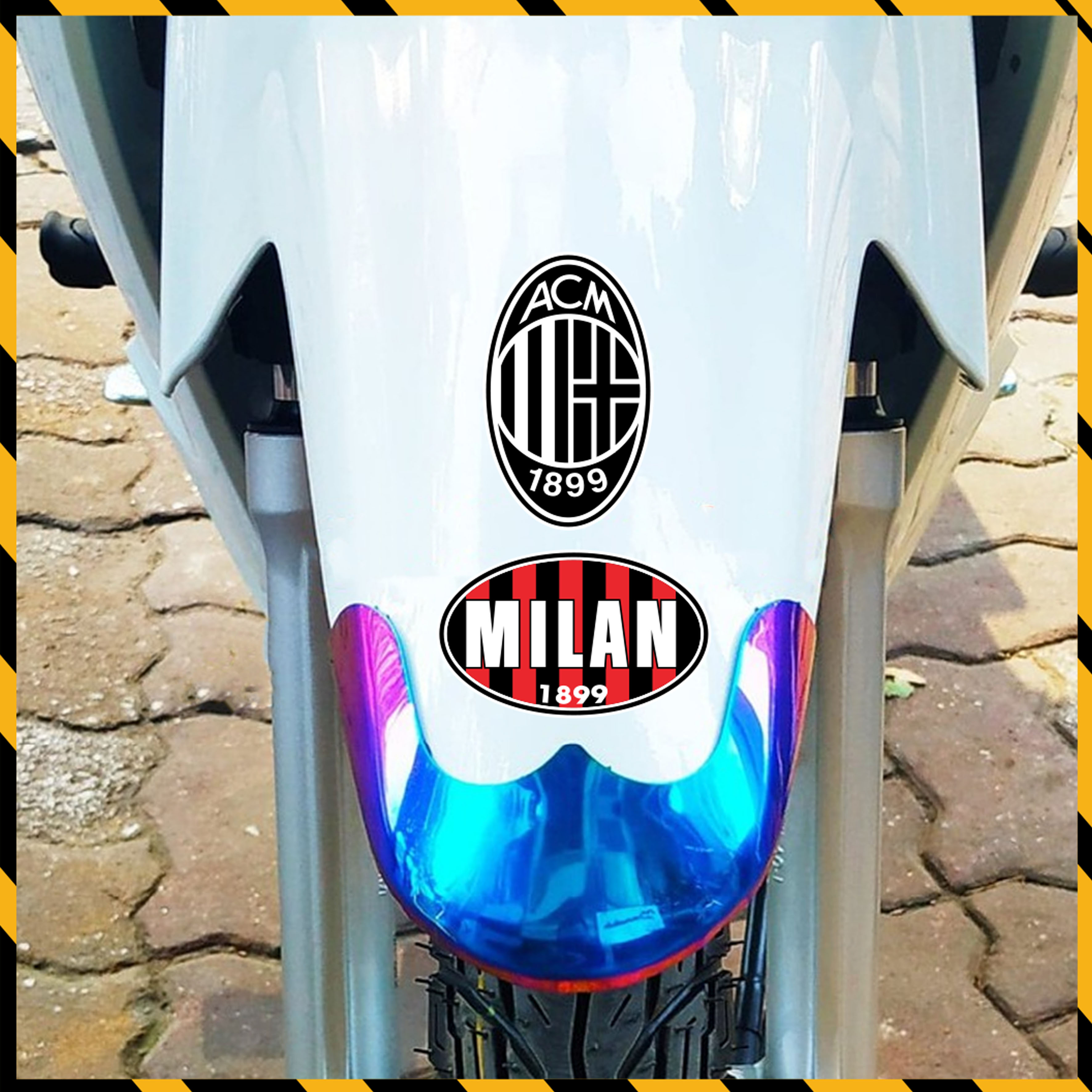 Sticker AC Milan Dán Xe, Dán Nón, Điện Thoại, Laptop - Hình Dán Logo Chất Liệu Chống Thấm Nước, Bền Màu