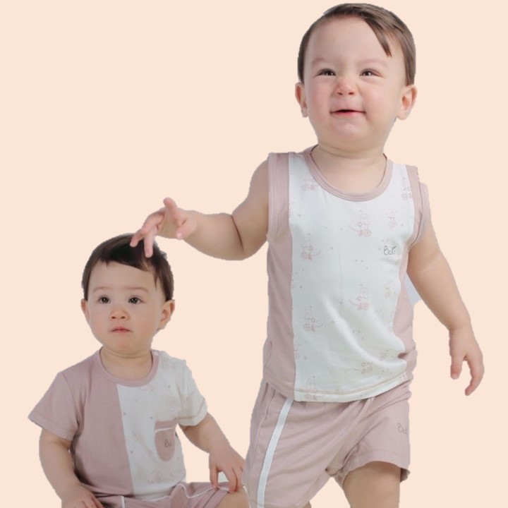 Bộ đồ sát nách  BARU họa tiết cho bé trai bé gái form chuẩn chất vải cao cấp . ( 6M -4Y )