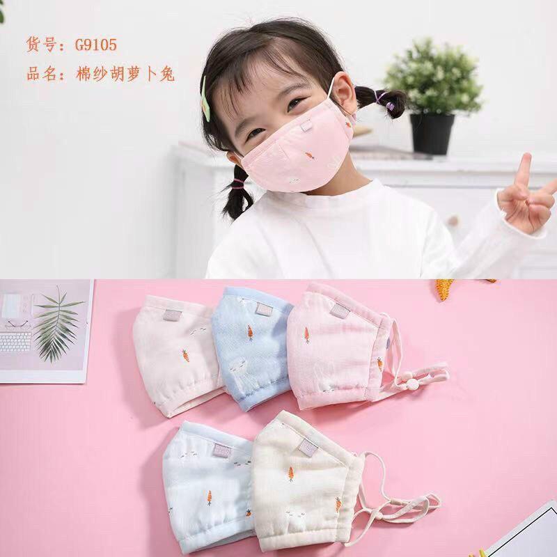 Khẩu trang xô xuất nhật 5 lớp có nút điều chỉnh cho bé đeo thoải mái Túi zip xịn xò
