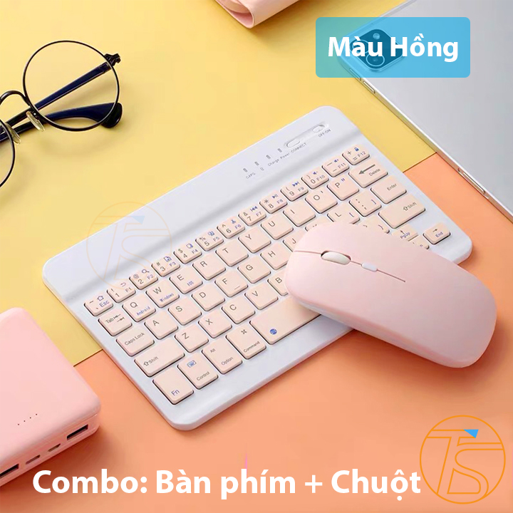 Combo chuột và bàn phím mini 10inch kết nối bluetooth cho laptop, máy tính, điện thoại