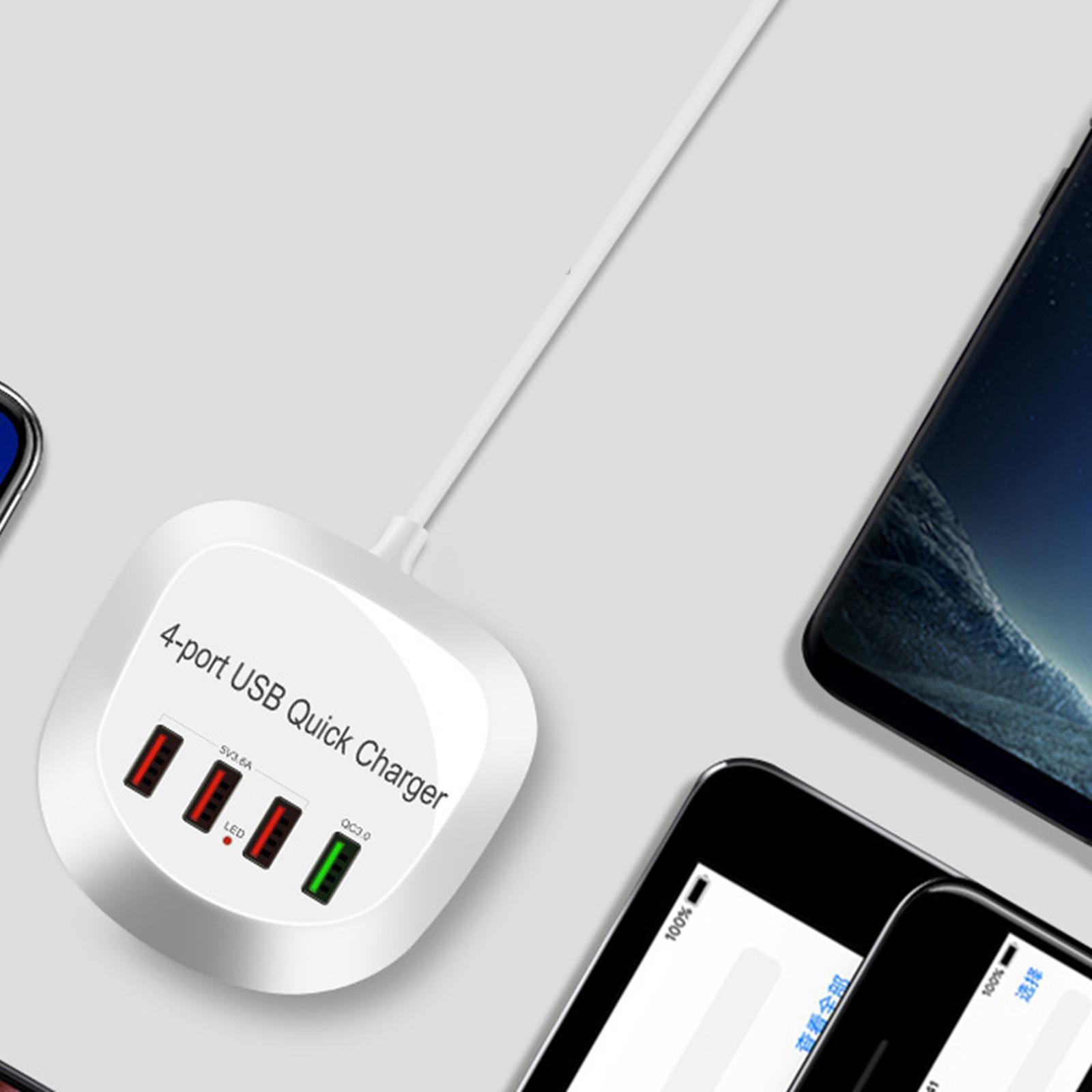 USB Charger Hub with 3.0 4 USB Ports Compact Plug-US