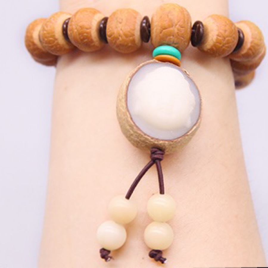 VÒNG TAY CHUỖI HẠT BỒ ĐỀ PHẬT NHÃN VÀ BỒ ĐỀ BẠCH NGỌC TỰ NHIÊN NEPAL 12-13mm